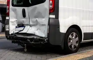 Damaged car resulting from an accident