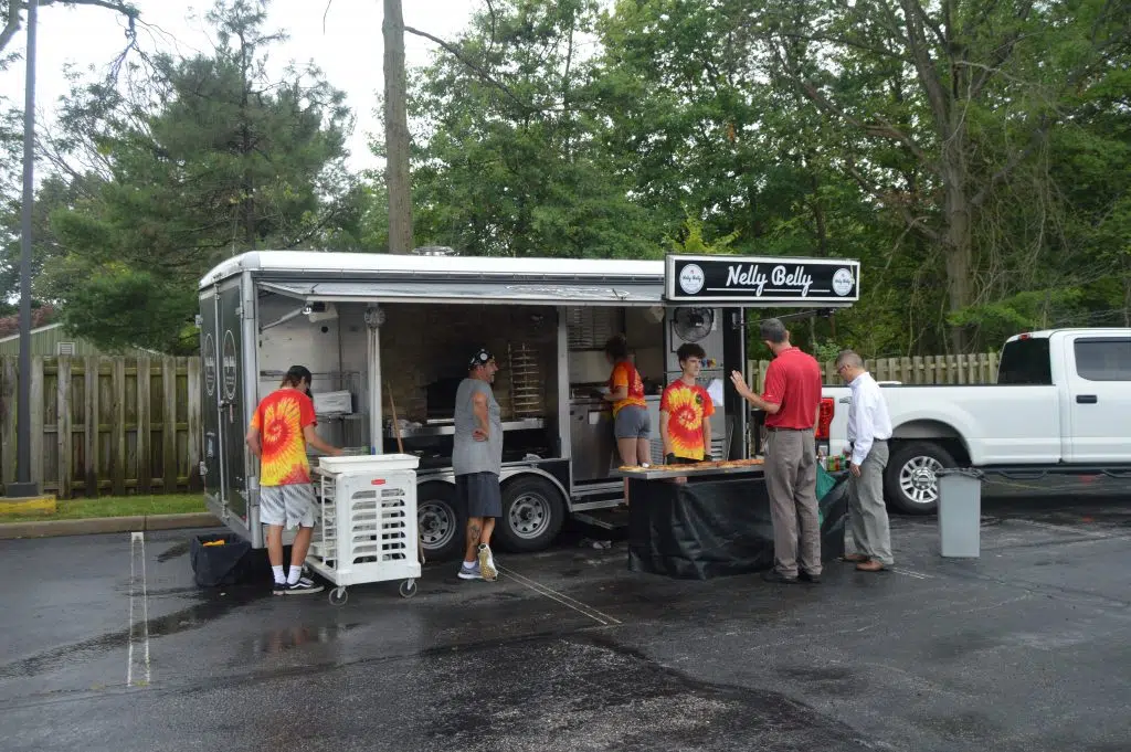 Purchasing lunch from a food chain.