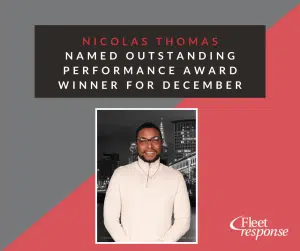 Nicolas Thomas Receives Outstanding Performance Award for December