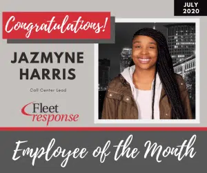 Jazmyne Harris earns the Employee of the Month award for July 2020