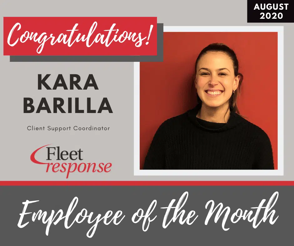 Kara Barilla earns the Employee of the Month award for August 2020